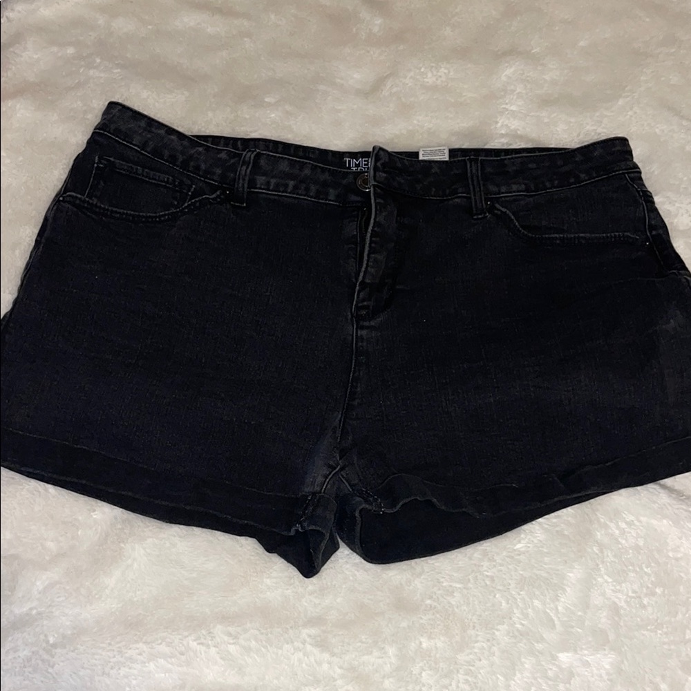 Time and Tru Black Jean Shorts with Folded Hem